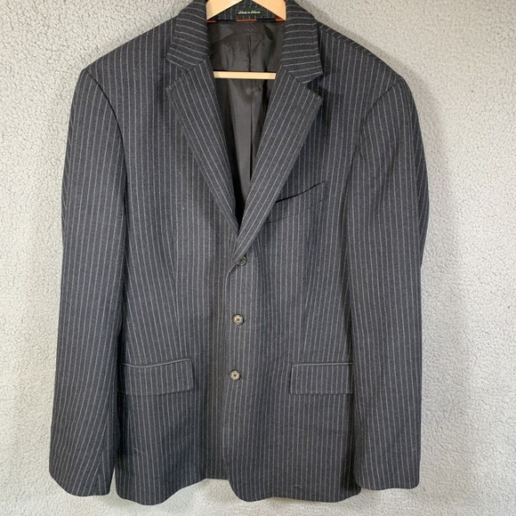 J Crew Men's Gray Pinstripe Wool Legacy 3 Button Blazer Jacket Sportcoat 42L EUC - Picture 1 of 9